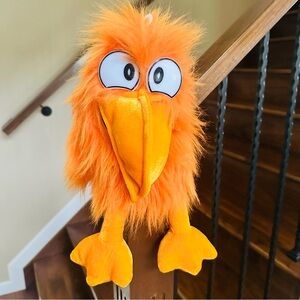 Hand Puppet Golf head cover Orange plush bird with squawkers by Kolden Toys 14"